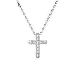 Aetolia 925 Sterling Silver 18K Gold Plated Halo CZ Diamond Cross Pendant Necklace LLN-021