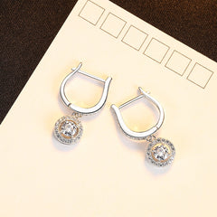 Aetolia 925 Sterling Silver 18K Gold Plated Round Halo Solitaire Drop Hoop Earrings SE20071803