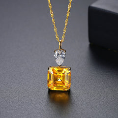 Aetolia 925 Sterling Silver 18K Gold Plated Geometry Square CZ Diamond Pendant Necklace SN20082211