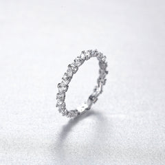 Aetolia 925 Sterling Silver 18K Gold Plated Dainty Single Row CZ Diamond Stackable Ring DSR-003