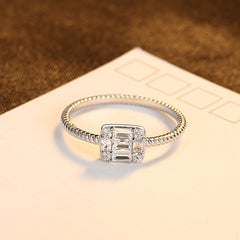 Aetolia 925 Sterling Silver 18K Gold Plated Rectangle Simulated Engagement Wedding Ring SR20071810