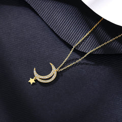 Aetolia 925 Sterling Silver 18K Gold Plated Crescent Moon Pendant Necklace SN20060938