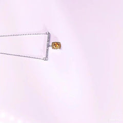 Aetolia 925 Sterling Silver 18K Gold Plated Gemstone Square Yellow CZ Diamond Pendant Necklace SN0116
