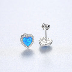 Aetolia 925 Sterling Silver Opal Earrings CZ Diamond Heart Opal Stud Earrings SE9231