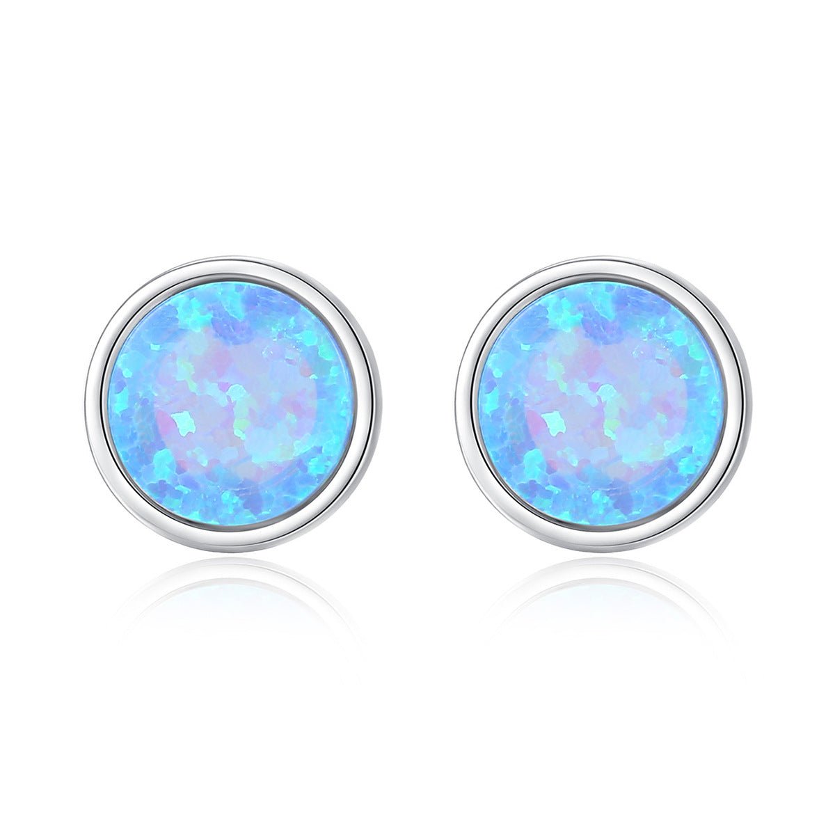 Aetolia 925 Sterling Silver Opal Earrings Simple Bezel Set Opal Stud Earrings SE0319