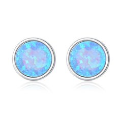 Aetolia 925 Sterling Silver Opal Earrings Simple Bezel Set Opal Stud Earrings SE0319