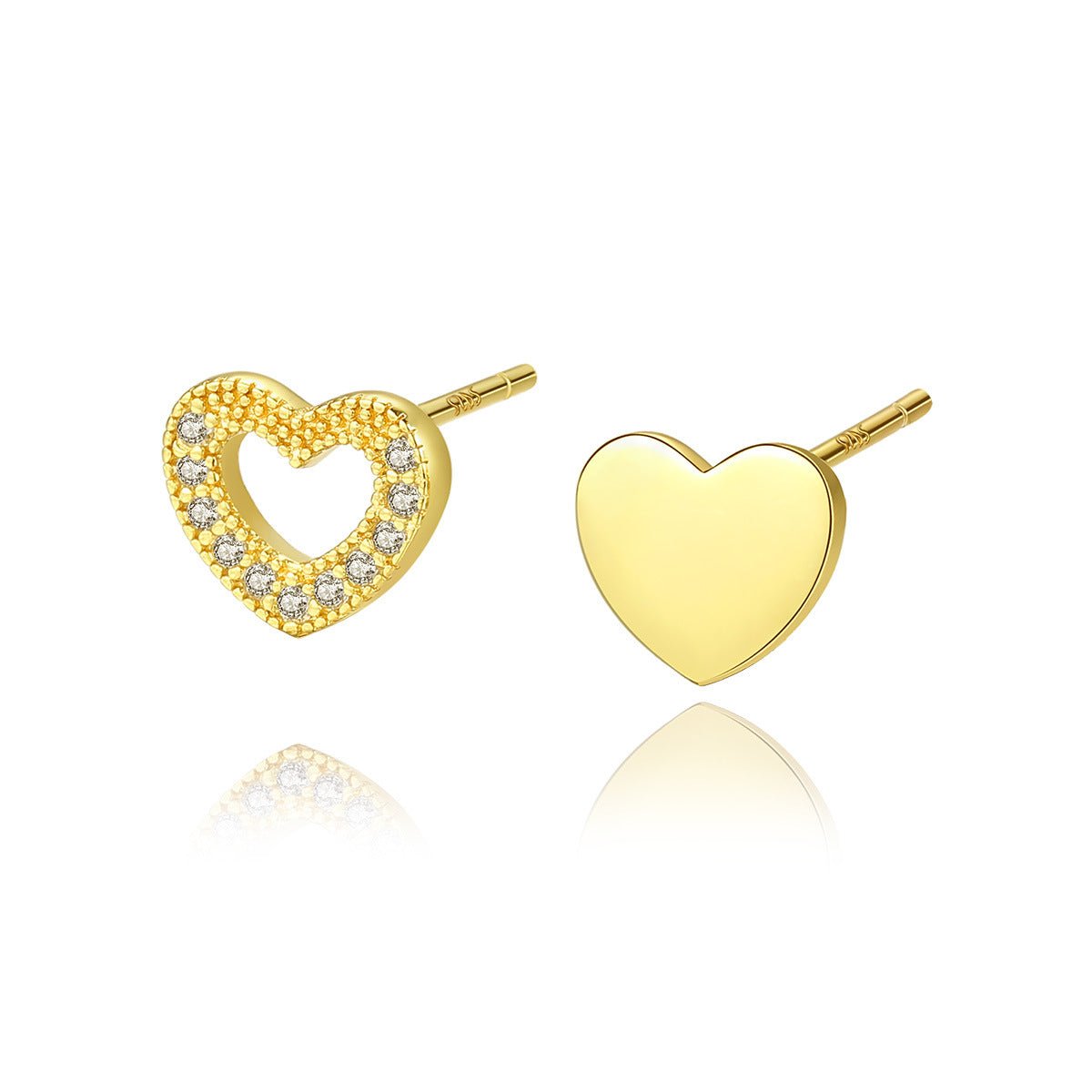 Aetolia 925 Sterling Silver 18K Gold Plated Unique Love Heart Stud Earrings SE0311