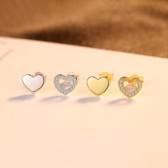 Aetolia 925 Sterling Silver 18K Gold Plated Unique Love Heart Stud Earrings SE0311