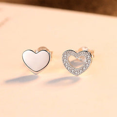 Aetolia 925 Sterling Silver 18K Gold Plated Unique Love Heart Stud Earrings SE0311