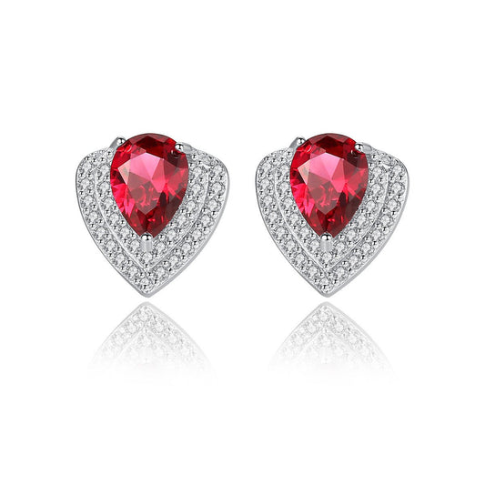 Aetolia 925 Sterling Silver 18K Gold Plated Pear Gemstone Heart Shaped Halo CZ Diamond Stud Earrings SE0360