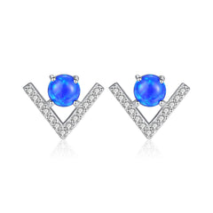 Aetolia 925 Sterling Silver Opal Earrings Unique V Shaped Fire Opal Stud Earrings SE0430