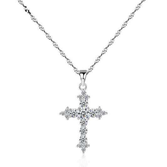 Aetolia 925 Sterling Silver 18K Gold Plated Fleurette Cross Pendant Necklace SN0314