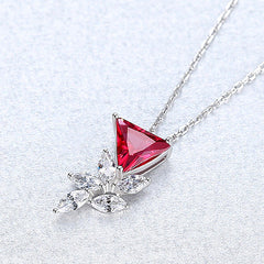 Aetolia 925 Sterling Silver 18K Gold Plated Unique Triangle Gemstone Flower CZ Diamond Pendant Necklace SN0405