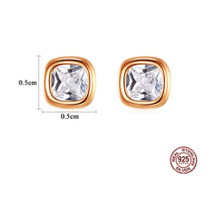 Aetolia 925 Sterling Silver 18K Gold Plated Simple Square Solitaire Bezel Set Stud Earrings SE0478