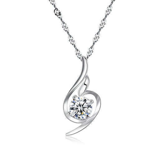 Aetolia 925 Sterling Silver 18K Gold Plated Heart Solitaire Cubic Zirconia Pendant Necklace SN0700