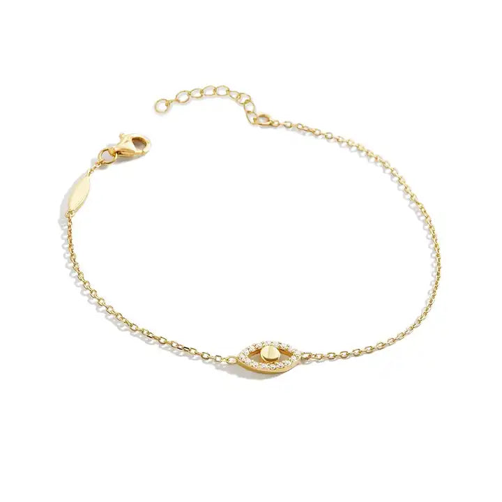 Customize Jewelry 925 Sterling Silver Jewellery 18K Gold Plated Devil Zirconia Eye Charm Bracelet For Women