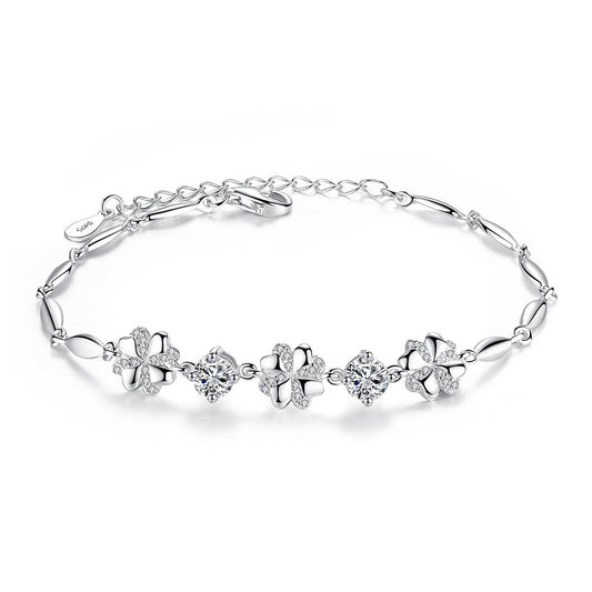 Aetolia 925 Sterling Silver 18K Gold Plated Luxury Flower CZ Diamond Chain Bracelet SB0053