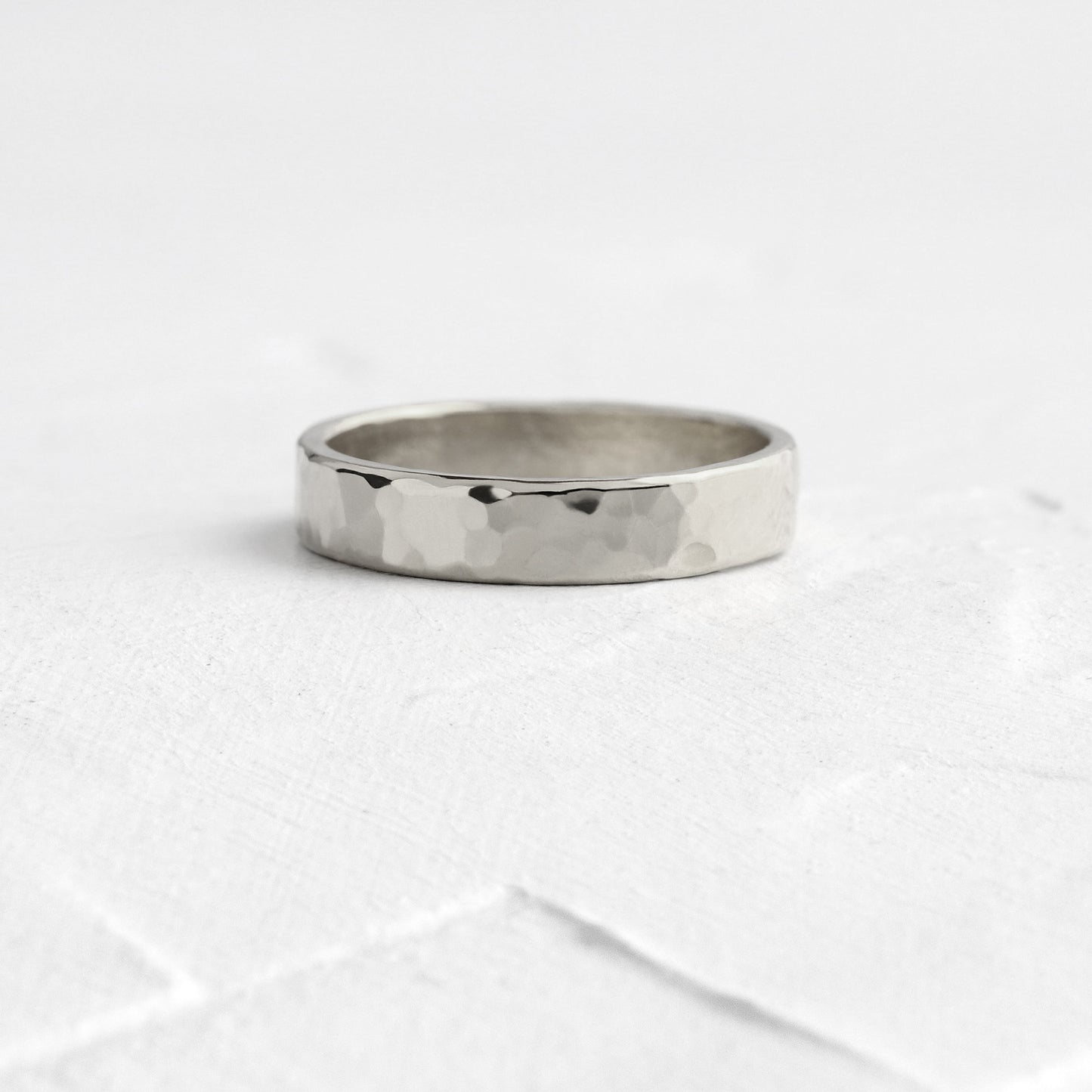 Hammered Band, 4mm, Size 8 - In Stock
