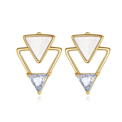 Aetolia 925 Sterling Silver 18K Gold Plated Vintage Sea Shell Inverted Triangle Stud Earrings FE-0258