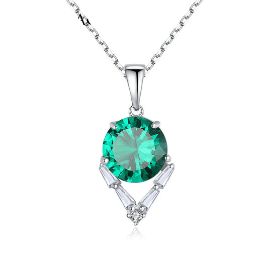 Aetolia 925 Sterling Silver 18K Gold Plated Round Gemstone CZ Diamond Pendant Necklace SN-409