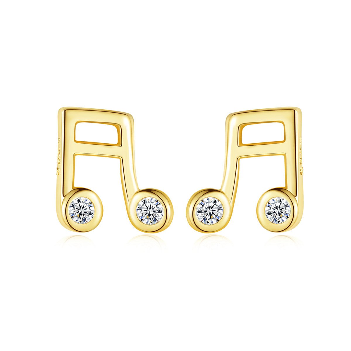 Aetolia 925 Sterling Silver 18K Gold Plated Charm Muisc Note Bezel Set Stud Earrings SE20061111