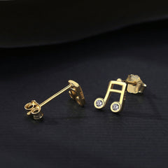 Aetolia 925 Sterling Silver 18K Gold Plated Charm Muisc Note Bezel Set Stud Earrings SE20061111