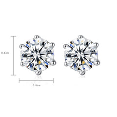 Aetolia 925 Sterling Silver 18K Gold Plated 6 Prongs Round Solitaire Stud Earrings SE0012