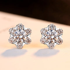 Aetolia 925 Sterling Silver 18K Gold Plated Snowflake CZ Diamond Stud Earrings SE0030