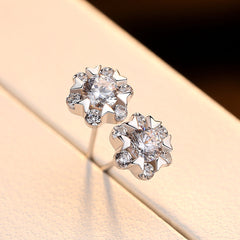 Aetolia 925 Sterling Silver 18K Gold Plated Snowflake CZ Diamond Stud Earrings SE0030