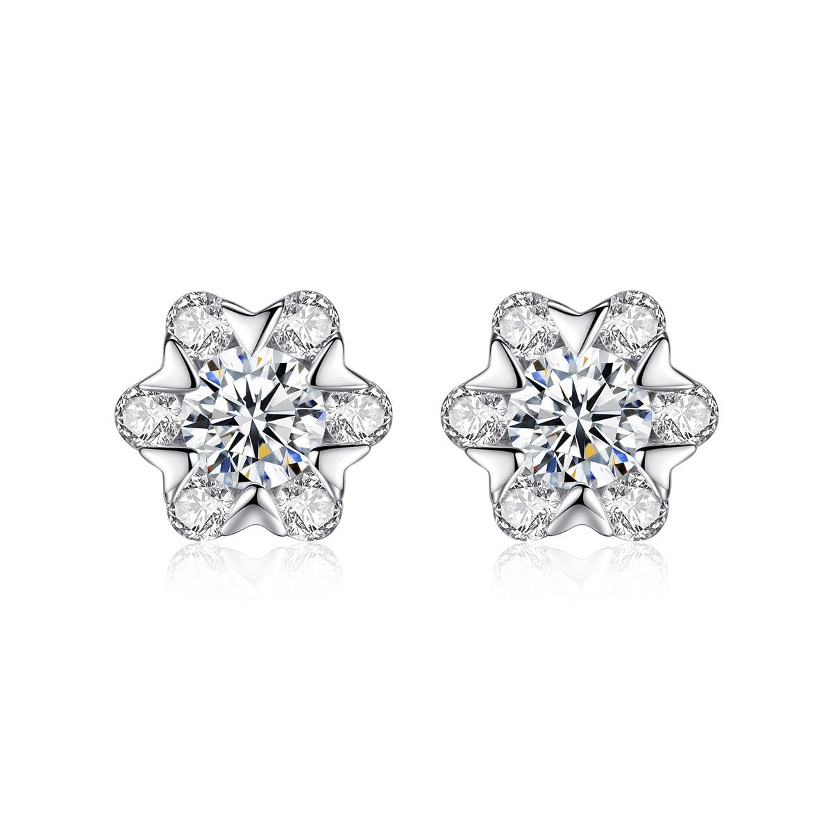 Aetolia 925 Sterling Silver 18K Gold Plated Snowflake CZ Diamond Stud Earrings SE0030