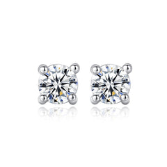 Aetolia 925 Sterling Silver 18K Gold Plated Classic 4 Prongs Round Solitaire Stud Earrings SE0039