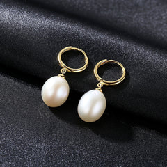 Aetolia 925 Sterling Silver Natural Freshwater Pearl Earrings Classic Simple Hoop Earrings FE0019