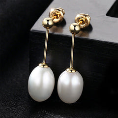 Aetolia 925 Sterling Silver Natural Freshwater Pearl Earrings Extreme Simplicity Stud Earrings FE0027