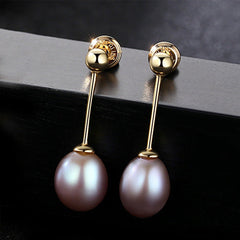 Aetolia 925 Sterling Silver Natural Freshwater Pearl Earrings Extreme Simplicity Stud Earrings FE0027