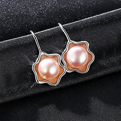 Aetolia 925 Sterling Silver Natural Freshwater Pearl Earrings Vintage Flower Dangle Drop Earrings FE0025