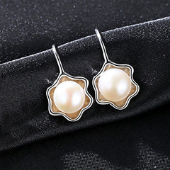 Aetolia 925 Sterling Silver Natural Freshwater Pearl Earrings Vintage Flower Dangle Drop Earrings FE0025