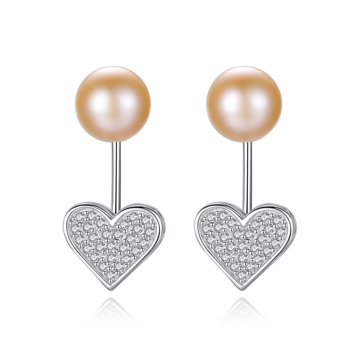 Aetolia 925 Sterling Silver Natural Freshwater Pearl Earrings Heart Halo Stud Earrings FE0045