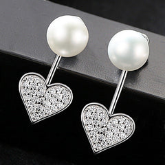 Aetolia 925 Sterling Silver Natural Freshwater Pearl Earrings Heart Halo Stud Earrings FE0045