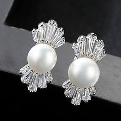 Aetolia 925 Sterling Silver Natural Freshwater Pearl Earrings Bowknot Stud Earrings FE0059