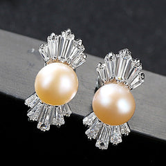 Aetolia 925 Sterling Silver Natural Freshwater Pearl Earrings Bowknot Stud Earrings FE0059