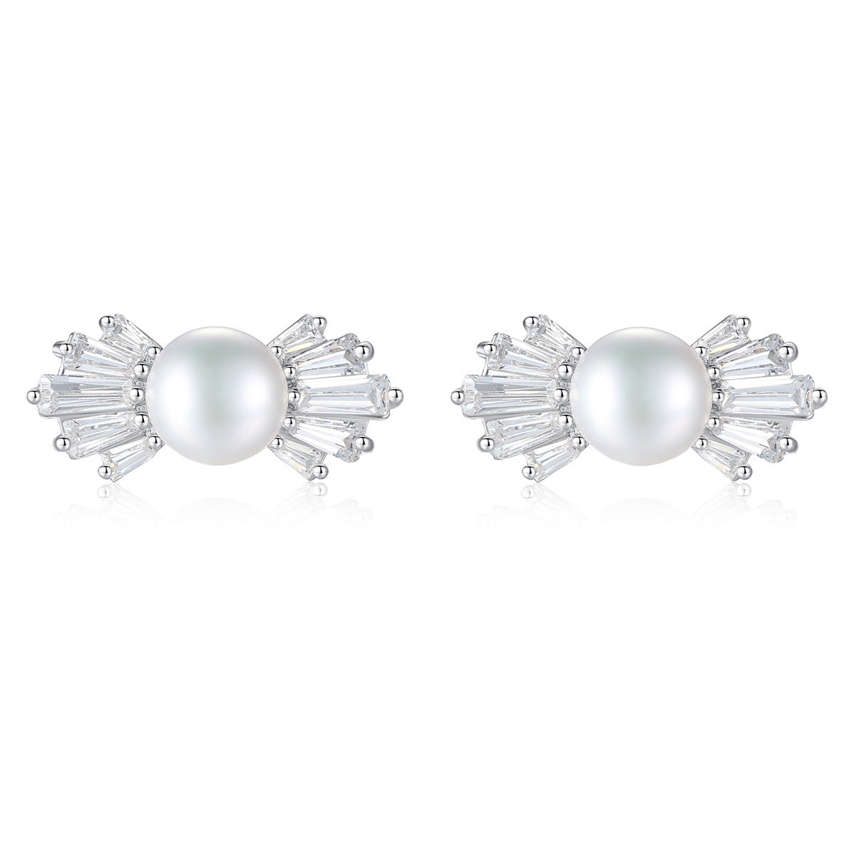 Aetolia 925 Sterling Silver Natural Freshwater Pearl Earrings Bowknot Stud Earrings FE0059