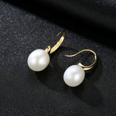 Aetolia 925 Sterling Silver Natural Freshwater Pearl Earrings 9-10mm Oval Pearl Dangle Earrings FE0108