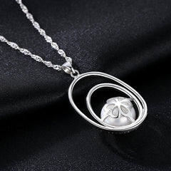 Aetolia 925 Sterling Silver Natural Freshwater Pearl Necklace Simple Double Circles CZ Diamond Pendant Necklace FN0022