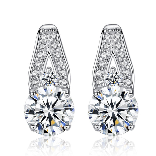 Aetolia 925 Sterling Silver 18K Gold Plated 2 Round Halo CZ Diamond Solitaire Stud Earrings SE0032