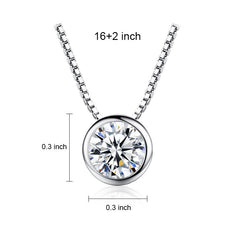 Aetolia 925 Sterling Silver 18K Gold Plated Round Solitaire Bezel Set Pendant Necklace SN0018