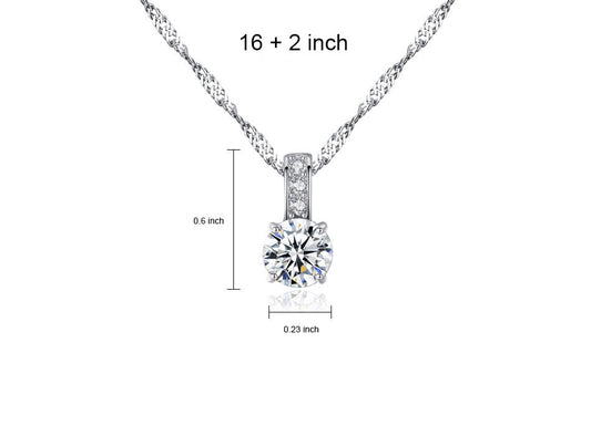 Aetolia 925 Sterling Silver 18K Gold Plated Elegant 4 Prongs Round Cut Solitaire Pendant Necklace SN0042