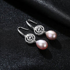 Aetolia 925 Sterling Silver Natural Freshwater Pearl Earrings Unique Vintage Dangle Drop Earrings FE0050