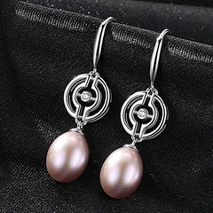 Aetolia 925 Sterling Silver Natural Freshwater Pearl Earrings Unique Vintage Dangle Drop Earrings FE0050