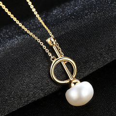 Aetolia 925 Sterling Silver Natural Freshwater Pearl Necklace Unique Key Shaped Pendant Necklace FN0069