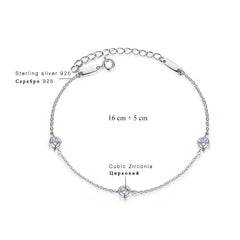 Aetolia 925 Sterling Silver 18K Gold Plated 3 CZ Diamonds Round Bezel Set Charm Link Chain Bracelet SB0011